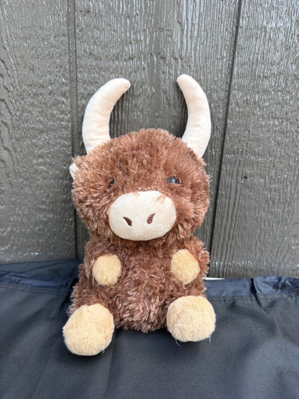Plush Shaggy Highland Cow Stuffed Animal Toy Soft Brown & Cream Horns 13"